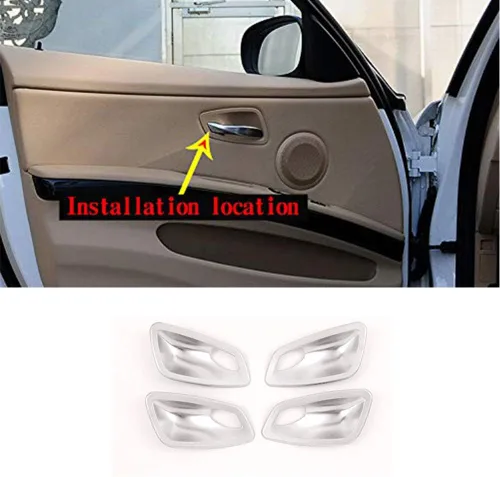 Miniatura 9 de YIWANG ABS cromo puerta interior de coche cubierta cubierta 4 unids para BMW E90 3 serie 2005-2012 Auto Accesorios (fibra de carbono)
