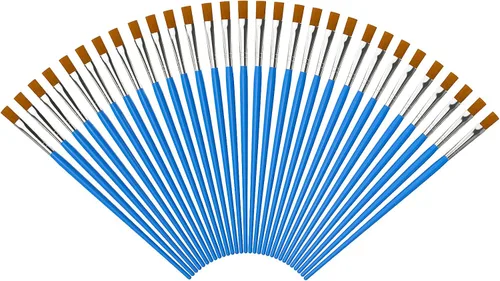 Juego de pinceles de pintura Halobios para pintura acrílica, 30 piezas Pincel plano de pintura acrílica artística, pinceles de nailon para niños,