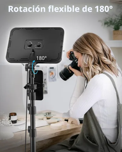 Miniatura 4 de UBeesize Kit de luz de video LED, iluminación de fotografía, luces de estudio de 13 pulgadas con soporte de trípode de 65 pulgadas y soportes