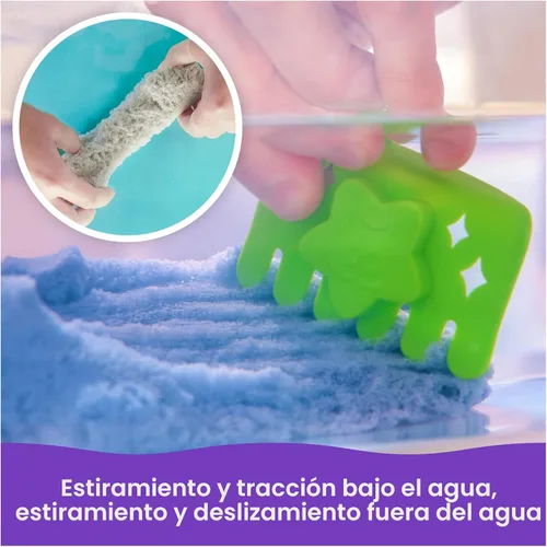 Miniatura 4 de Kinetic Sand, Splash - Estuche para principiantes con arena de juego que cambia de color de 6 onzas, 3 herramientas y moldes, almacenamiento