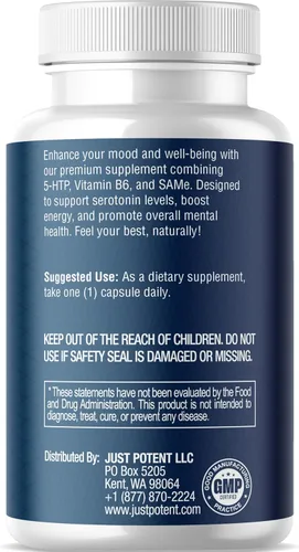 Miniatura 3 de 5-HTP Ultra 200mg 120 cápsulas – Suministro para 4 meses para el sueño, el estado de ánimo y la salud cerebral Fortificado con SAM-e