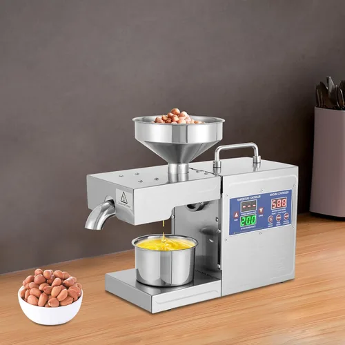 Miniatura 2 de Máquina de prensa de aceite de acero inoxidable, extractor de aceite de prensa fría y caliente con motor de 820 W, calefacción de 360°, capacidad
