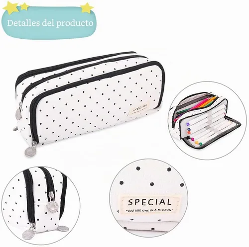 Miniatura 4 de iSuperb - Estuche grande para lápices con gran capacidad, de lona, con 3 compartimentos, bolsa para bolígrafos, bolsa de marcadores