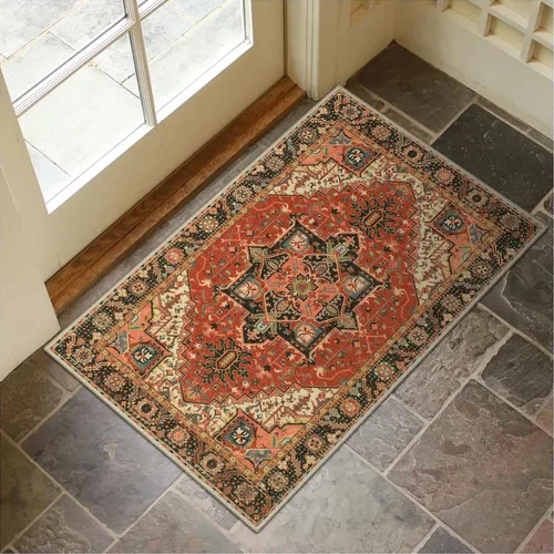 Miniatura 56 de Collive Tapete lavable para puerta de interior, antideslizante, alfombra de entrada retro de 20 x 32 pulgadas, tapete de entrada de absorción Multi