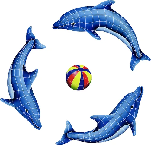 Miniatura 6 de Dolphin Group - Mosaico de cerámica para piscina (azul, 42 x 42 pulgadas)
