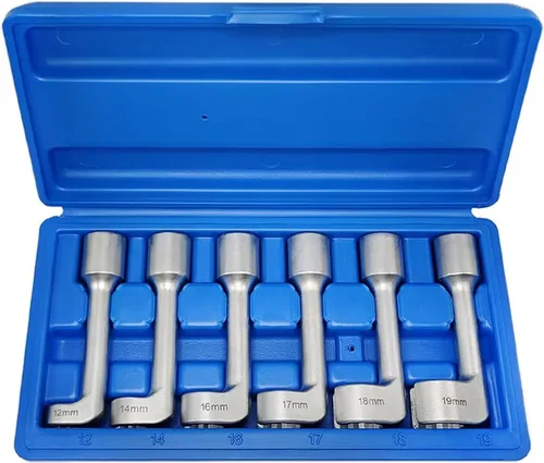 Miniatura 11 de Juego de 3 piezas de 14mm 17mm 19mm 1/2" Dr. Juego de tuercas de línea de combustible de inyección de carril común, 12 puntos de Juego de tuercas