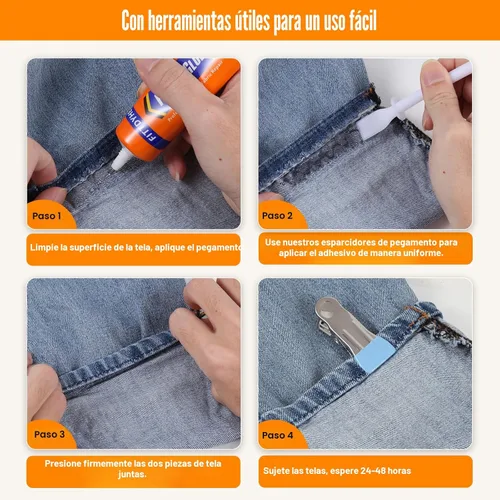 Miniatura 6 de FITTDYHE Pegamento para Tela Permanente, 60 ML Pegamento Transparente Lavable para Ropa, Súper Adhesivo para Tela para Strass, Parches, Ropa, Denim
