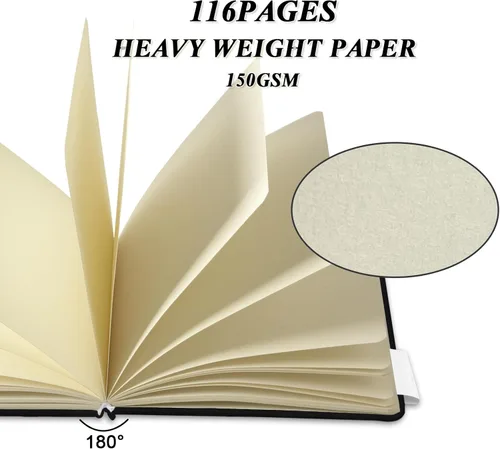 Miniatura 3 de Cuaderno de bolsillo cuadrado de 5 x 5 pulgadas con tapa dura de poliuretano de cuero, 58 hojas de papel beige Dowling de 150 g/m², libre de ácidos
