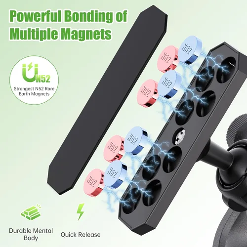 Miniatura 5 de 10L0L Soporte magnético para teléfono para carrito de golf, soporte de aleación de aluminio mejorado con imanes de neodimio N52, organizador