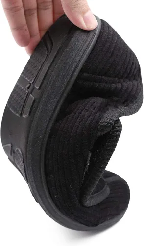 Miniatura 7 de Pantuflas diabéticas para hombre, extra anchas, espuma viscoelástica, cómodas, con cierre ajustable para pies hinchados, edema, artritis, ancianos