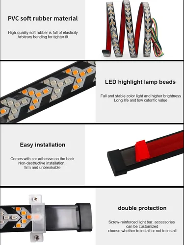 Miniatura 5 de TOPKU Tira de luz trasera LED para camioneta pickup, barra de luz dinámica para portón trasero del camión, tira flexible de 120 cm con luces