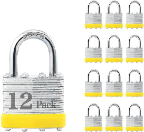 Miniatura 16 de ZonRo Candados con llave de acero laminado, cerraduras iguales con llave, 1-9/16 pulgadas de ancho, candados de grillete normal, paquete de 6, aro