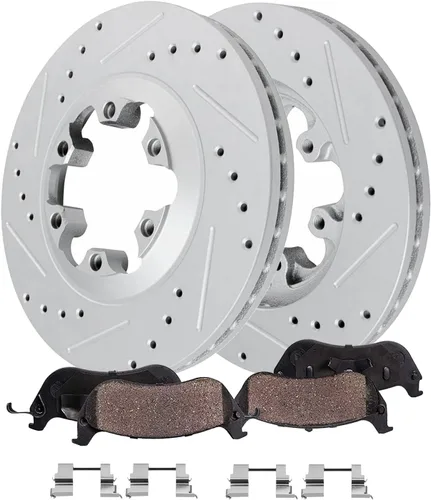 Miniatura 28 de Detroit Axle - Rotores de freno perforados traseros + repuesto de pinza de freno de disco trasera izquierda para Acura TL Honda Element - Juego de 3
