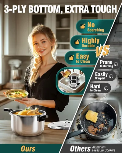 Miniatura 4 de Olla a presión WantJoin de acero inoxidable 6.5 Qt, olla a presión para estufa comercial utilizada para comida a presión o cocción al vapor