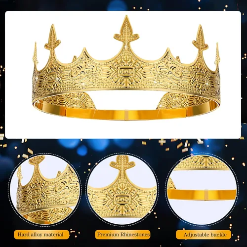 Miniatura 4 de Junkin 5 accesorios de cumpleaños para hombre, incluyen corona de rey con banda de hojalata, broche de cadena colgante para fiesta de cumpleaños
