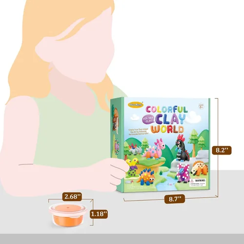 Miniatura 5 de Kit de arcilla seca Drama Planet para niños - 18 latas de arcilla para modelar, guía de 46 páginas con 26 tutoriales de personajes, gran regalo