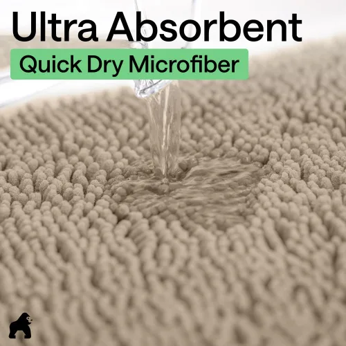 Miniatura 320 de Gorilla Grip - Tapete de baño de felpilla gruesa, suave y absorbente, secado rápido, de microfibra, con reverso de caucho, para piso de ducha, Nube