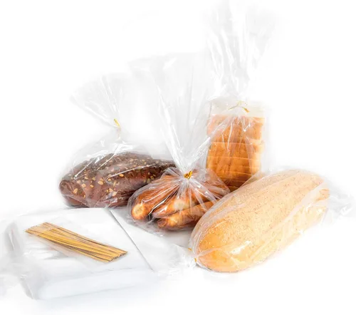 Miniatura 2 de Bolsas de pan reutilizables con lazos, 50 bolsas transparentes y 50 lazos, ajustables para pan casero y pan de panadería