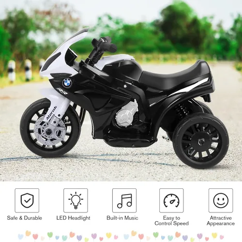 Miniatura 8 de HONEY JOY Motocicleta para niños, BMW con licencia, motocicleta de montar de 6 V con batería, con faros LED, música, pedal, suspensión de resorte