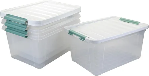 Miniatura 8 de Paquete de 4 cajas transparentes de 20 cuartos de galón con tapas, bolsas de almacenamiento de plástico