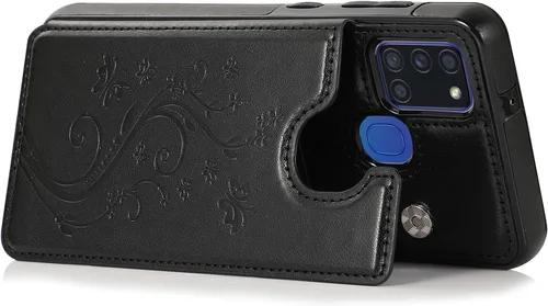Miniatura 6 de Asuwish Funda de teléfono para Samsung Galaxy A21S con protector de pantalla de vidrio templado y tarjetero con soporte para tarjetero, accesorios