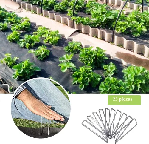 Miniatura 4 de Estacas galvanizadas de 12 pulgadas para paisaje, 25, 50, 100 unidades, resistentes al óxido, estacas de tierra en forma de U para tela de césped