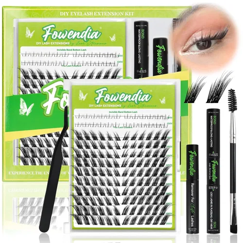 Miniatura 13 de Kit de racimos de pestañas Fowendia Wanna Be 8-18mm, racimos de pestañas de manga de hadas, kit de extensión de pestañas DIY, impermeable, racimos