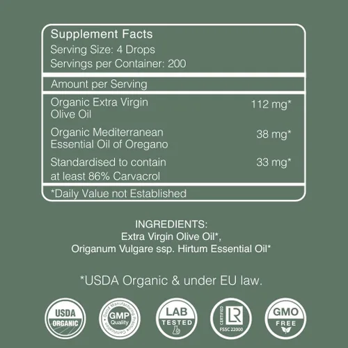 Miniatura 9 de Gotas de aceite de orégano Carvacrol 86-90% - Aceite de orégano líquido orgánico USDA - Dosificación flexible - Apoyo inmunológico y digestivo