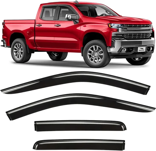 Miniatura 12 de Voron Glass Protectores de lluvia extra duraderos en canal para Chevrolet (Chevy) Silverado 2500HD/3500HD 2015-2019 Crew Cab, deflectores de Para
