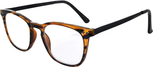 Eyekepper Lectores Retro Cuadrado Plástico Marco Metal Brazos Lectura Gafas Ámbar/Negro Brazo +0.5