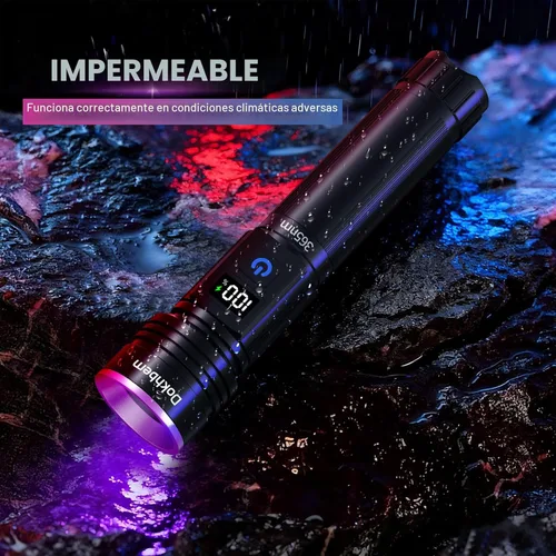 Miniatura 5 de Linterna UV de 365 nm recargable, linterna de luz negra con pantalla LCD, potentes luces ultravioleta para detección de orina de mascotas, curado