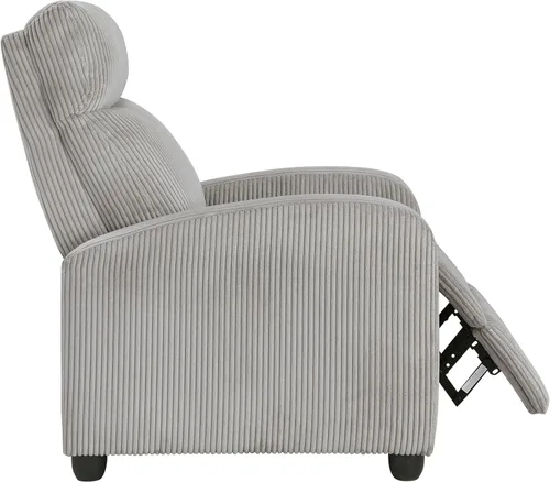 Miniatura 14 de Lexicon Sillón Reclinable de Pana con Respaldo Empujable Sillón Butaca Reclinable de Empuje hacia Atrás, Marco de Madera Sólida y Base de Metal