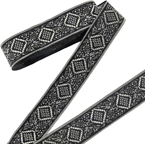PH PandaHall Cinta bordada de 10 yardas, 1.57 pulgadas de tela jacquard étnica de poliéster, cinta vintage con flecos para costura, manualidades,