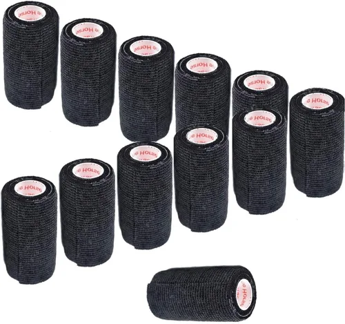 Miniatura 29 de Cinta adhesiva para veterinarios (negro) (paquete de 2) (3 pulgadas x 15 pies), autoadhesiva, adherente, cohesiva, flexible, autoadhesiva, rollo