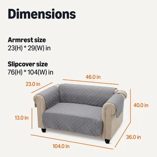 Miniatura 6 de Amazon Basics - Funda reversible para sofá acolchada, sofá de dos plazas, mediano, gris/gris claro Gris/Gris Claro Reversible