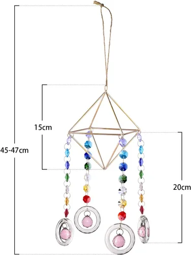 Miniatura 3 de rockcloud Soporte para plantas de aire hecho a mano, maceta geométrica moderna de metal, adorno colgante de vidrio de cristal, campanilla de viento