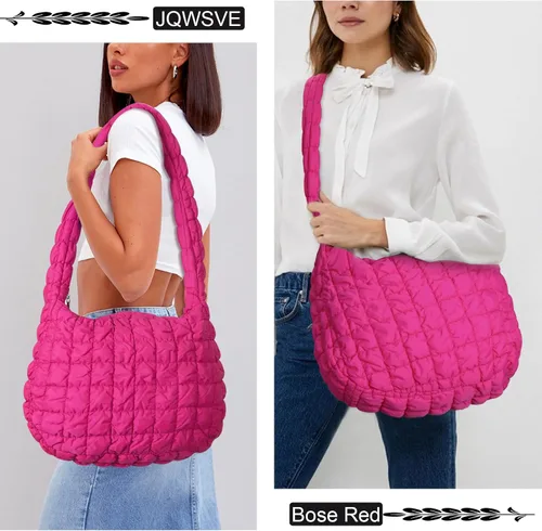 Miniatura 2 de JQWSVE Bolsa de mano acolchada grande para mujer, bolsa acolchada de algodón, bolsa de hombro acolchada