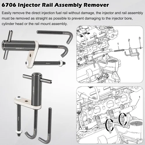 Miniatura 2 de EN-49248 Herramienta de extracción de montaje de riel de inyector de combustible Herramienta de inyección directa 6706 se adapta a motores