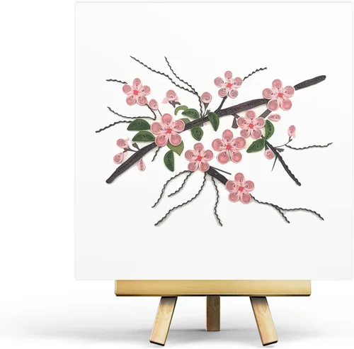 Miniatura 5 de Tarjeta de felicitación japonesa de flor de durazno Feliz año nuevo 3D Quilling Card Flower Papel hecho a mano – Tarjeta de felicitación