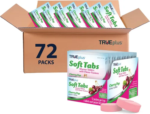 Miniatura 10 de TRUEplus Soft Tabs Tabletas de glucosa, masticables, sabor Cherry Pop, 0.64 onzas de carbohidratos de acción rápida, sin grasa, sin gluten, Boost