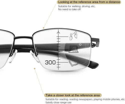 Miniatura 4 de YIMI Gafas de lectura de computadora multifoco progresivas fotocromáticas con bisagra de resorte Transición UV Gafas de sol antirreflejo