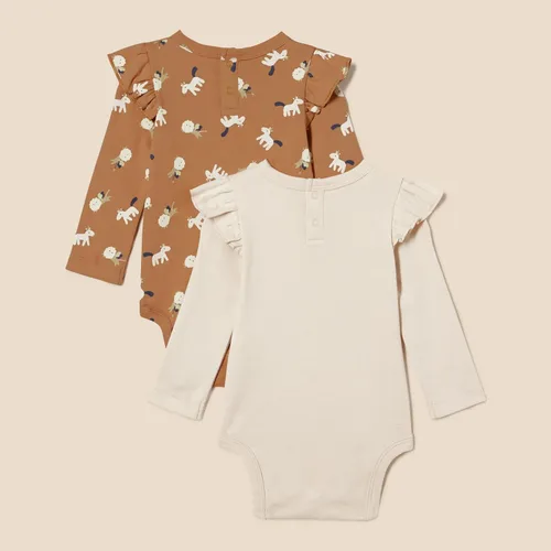 Miniatura 3 de Tienda Essentials Body de manga larga con volantes para bebé niña, paquete de 2