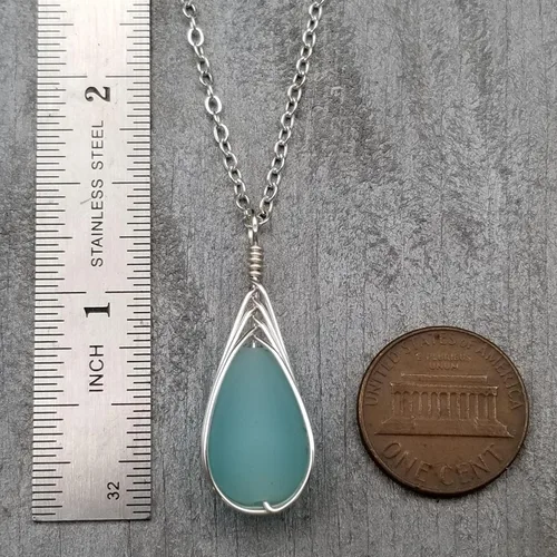 Miniatura 12 de Yinahawaii Collar de cristal de mar hecho a mano, joyería hawaiana para mujer, collar de lágrima trenzada, joyería única de cristal de mar
