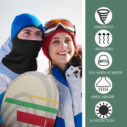 Miniatura 6 de 2 pasamontañas de esquí para hombres y mujeres, máscara ajustable para invierno, resistente al viento, pasamontañas, protección solar, transpirable