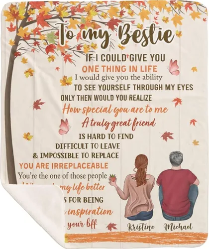 Miniatura 13 de Manta de mejor amiga con nombre personalizable con texto en inglés «To My Bestie I Love You», regalo personalizado de cumpleaños y amistad