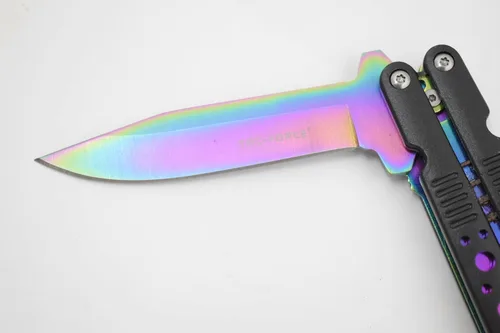 Miniatura 4 de Tac Force cuchillo mango negro con apertura asistida Acero Inoxidable hoja Arco Iris
