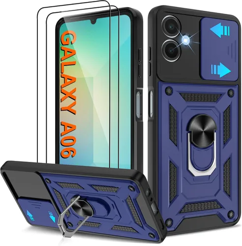 Miniatura 140 de ATUMP Funda para T-Mobile Revvl V Plus 5G con protector de pantalla HD con cubierta de cámara deslizante, soporte de anillo de rotación de 360° Negro
