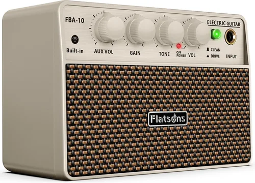 Miniatura 10 de Flatsons FBA-10 Amplificador de Guitarra, Amplificador Eléctrico Mini de 10W con Canal Limpio/Drive, 6H de Funcionamiento, Recargable por USB-C