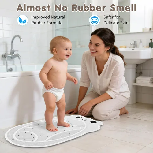 Miniatura 6 de Tapete antideslizante para bañera para niños pequeños, tapete de ducha de 30 x 18 pulgadas para ducha interior, tapete de goma sin olor químico
