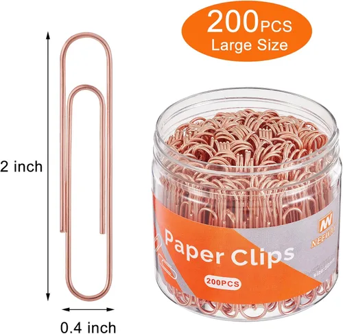 Miniatura 2 de NEEWAY Clips de papel de oro rosa, 200 unidades, tamaño grande, clips de papel jumbo de 2 pulgadas, suministros escolares y de oficina (paquete de 2)